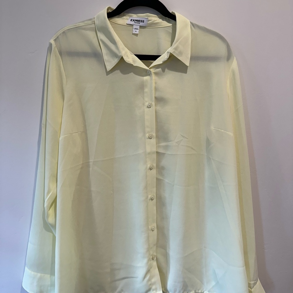 Express Soft Yellow Button-Up Shirt